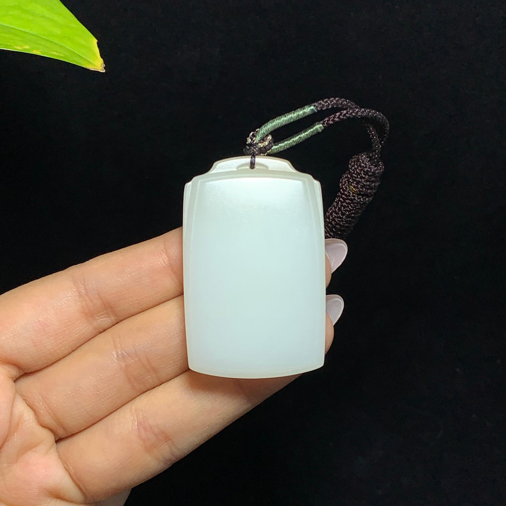 和田山料糖白玉无事牌挂件（31.3g）