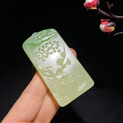 和田玉山流水喜上眉梢挂件（46.5g）