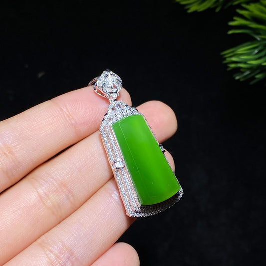 和田玉18k金碧玉钻石项链（9.4g）
