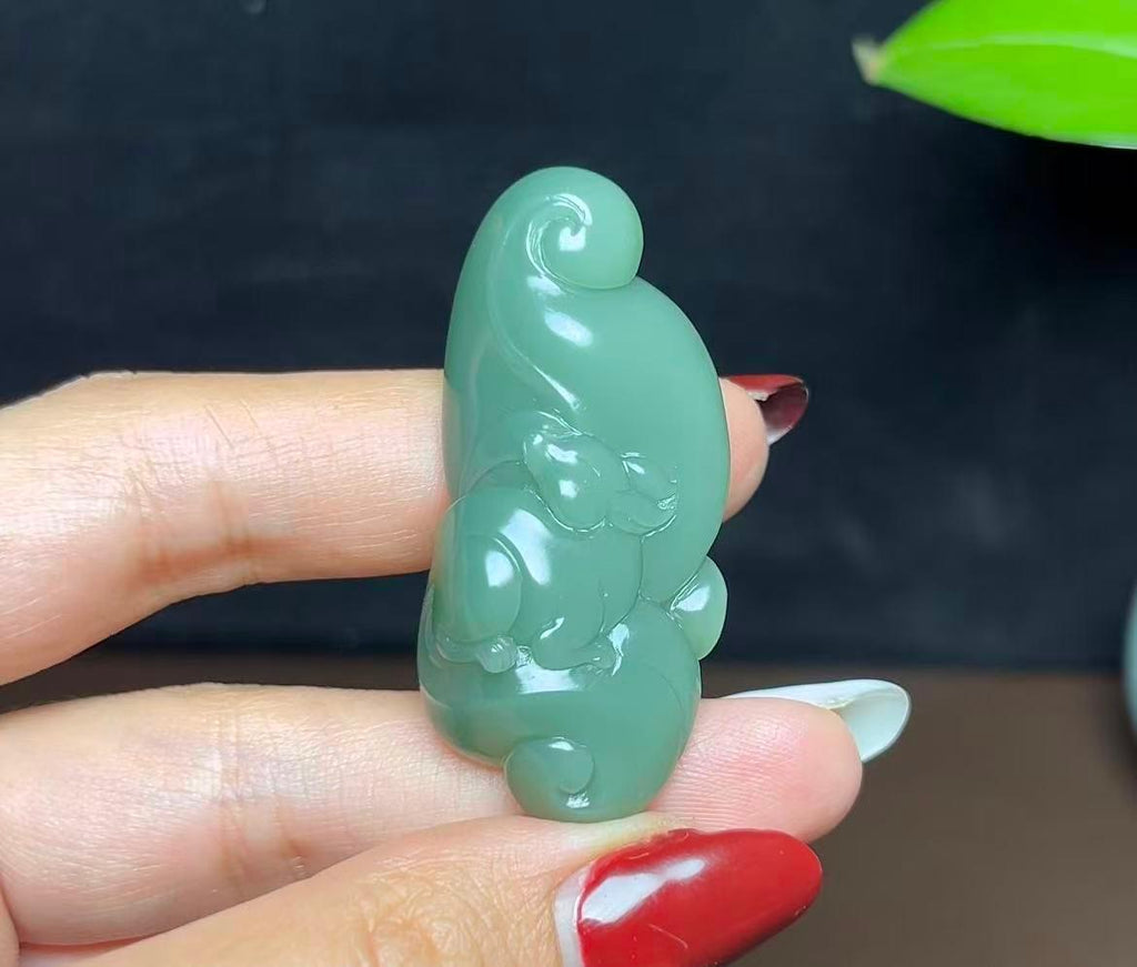 和田玉鸭蛋青狐狸挂件（17.5g）