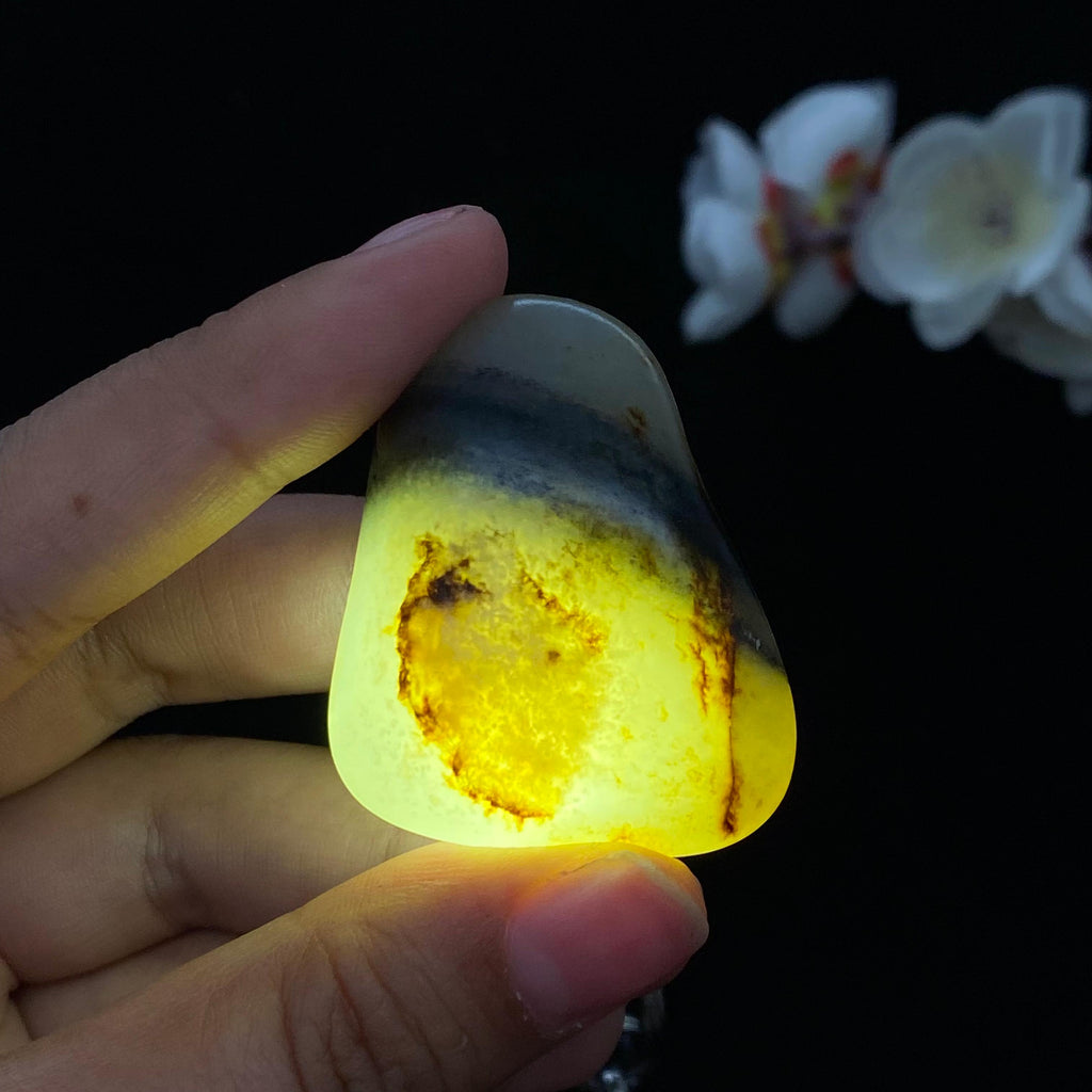 和田玉青花带黄皮籽料挂件（32g）