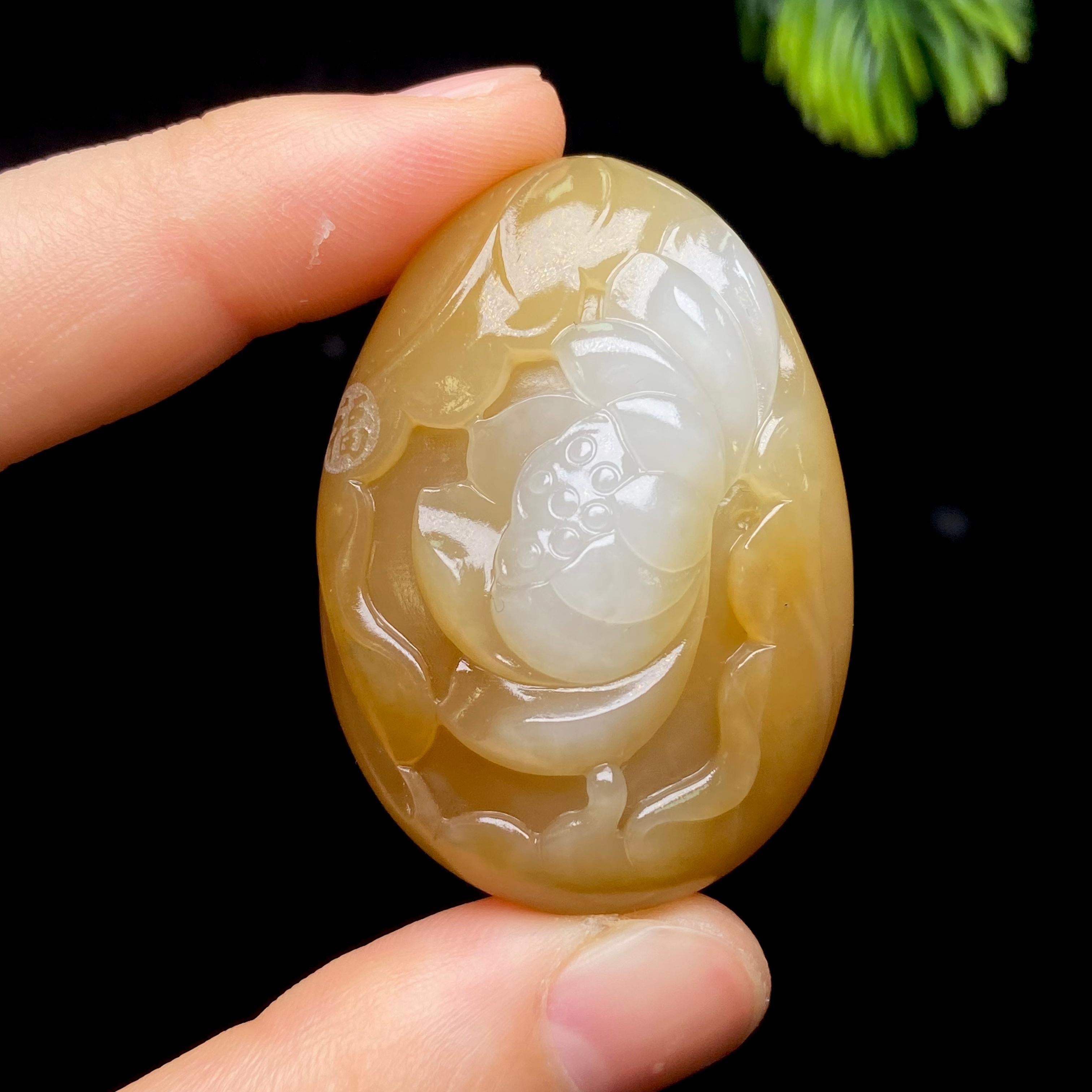 和田玉糖白花开富贵（41.4g）