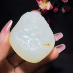 和田玉籽料挂件莲花观音（75.7g）