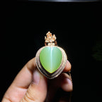 和田玉18k金碧玉猫眼钻石项链（16.6g）