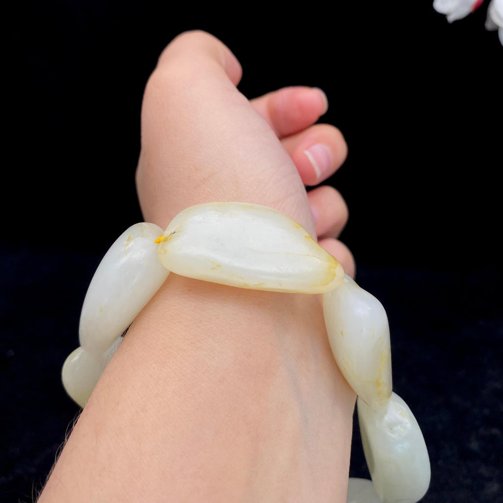 和田玉洒金皮【精品手串】（91g）