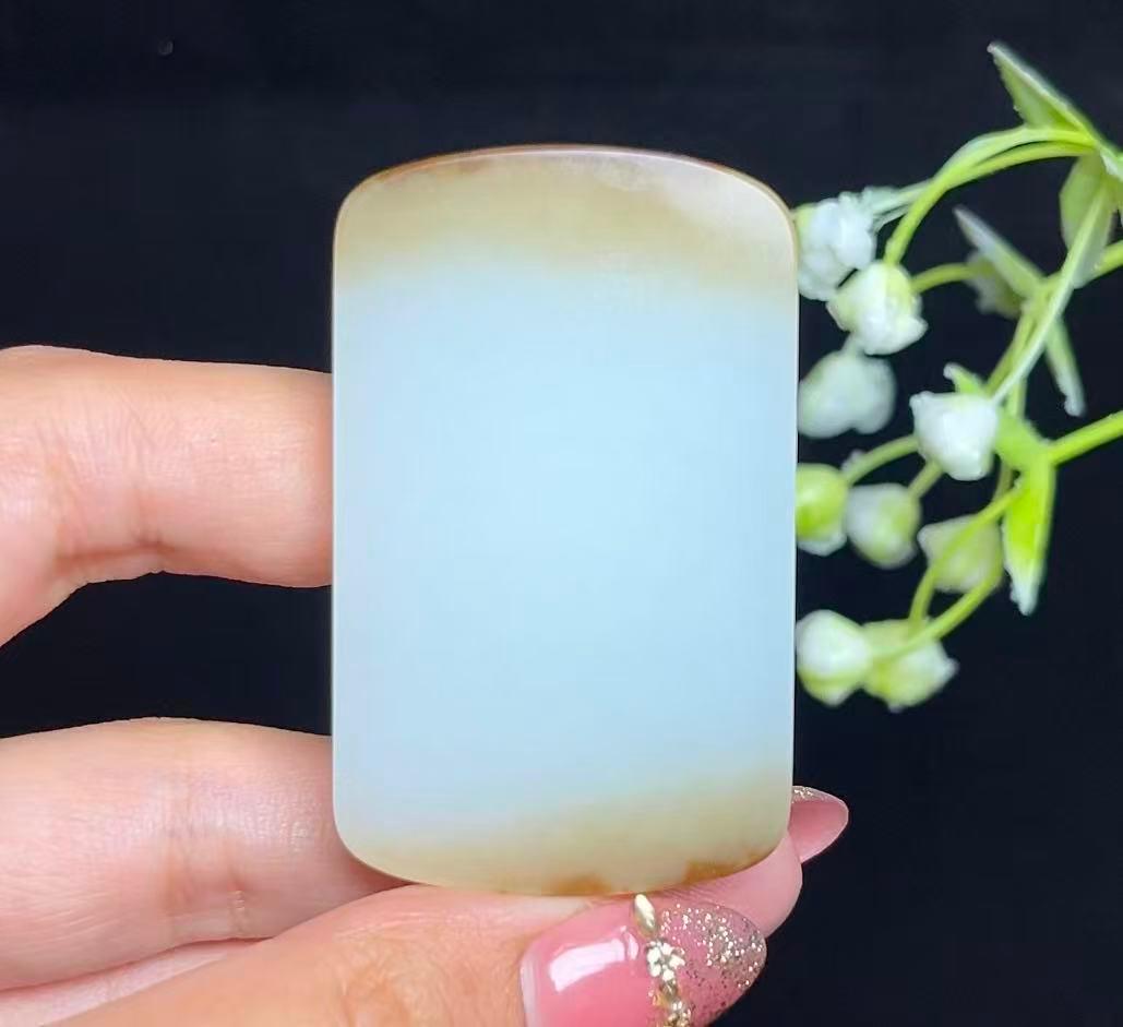 和田玉天地糖白平安无事牌（45.2g）