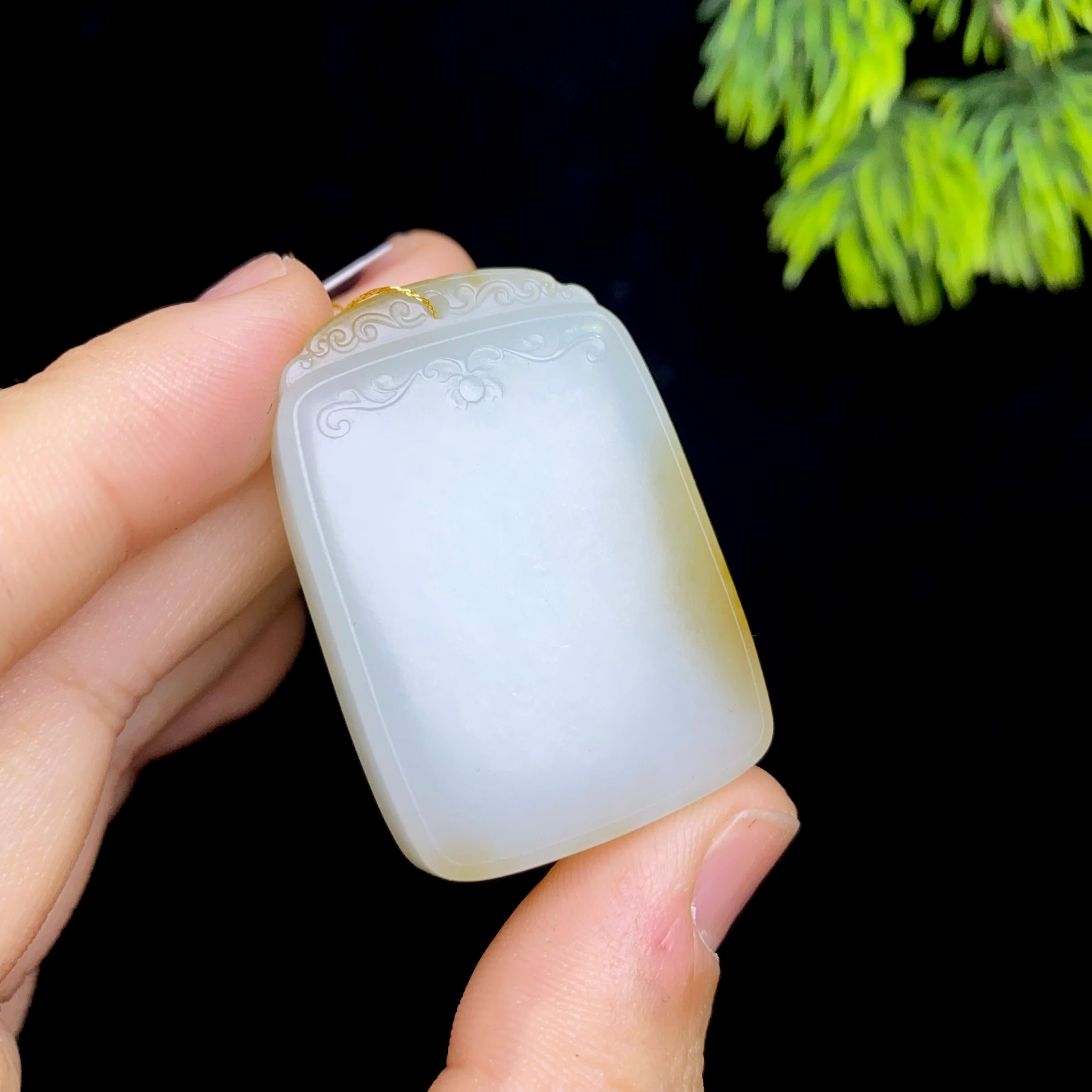 和田玉糖白无事牌（29.4g）