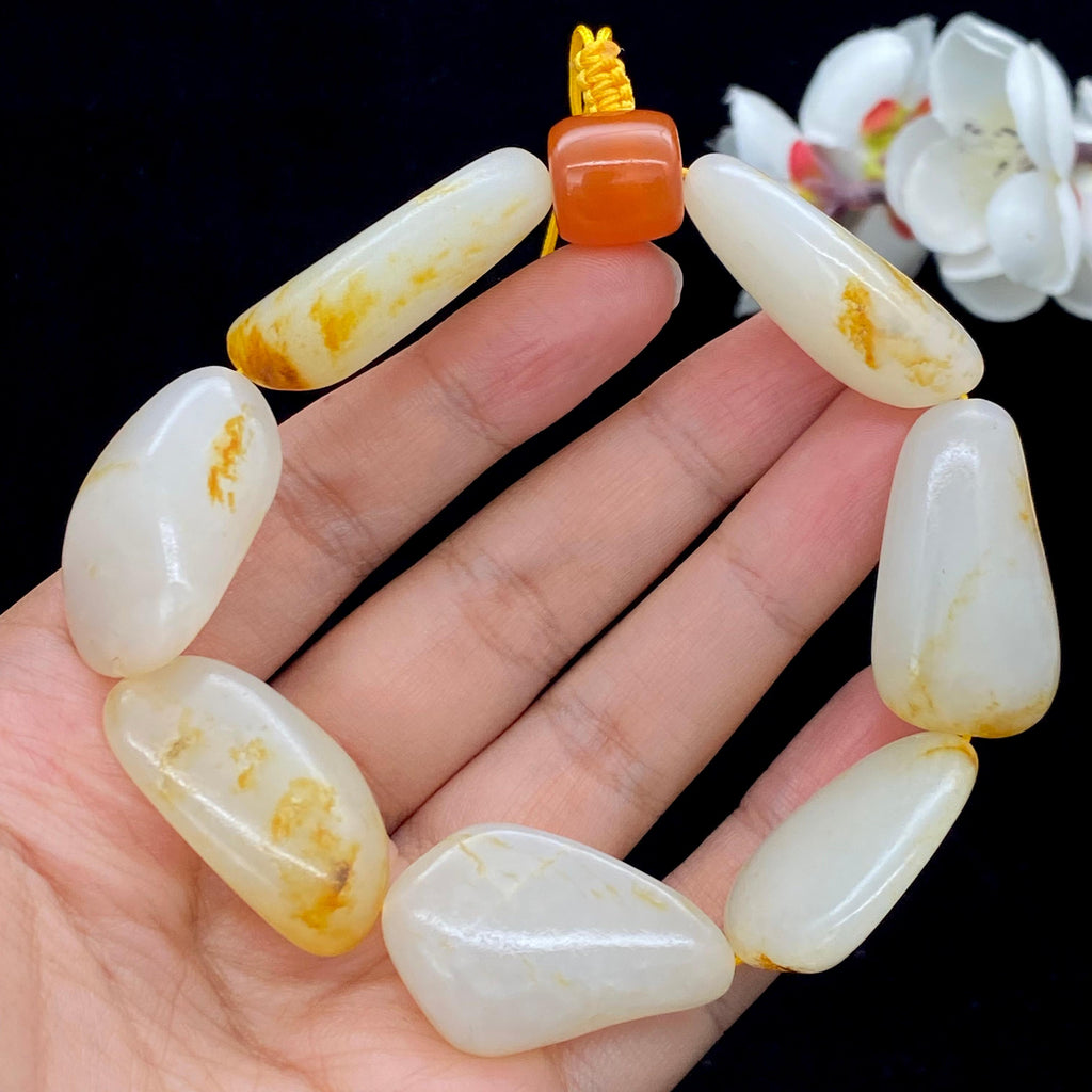 和田玉洒金皮籽料【精品手串】（82.8g）