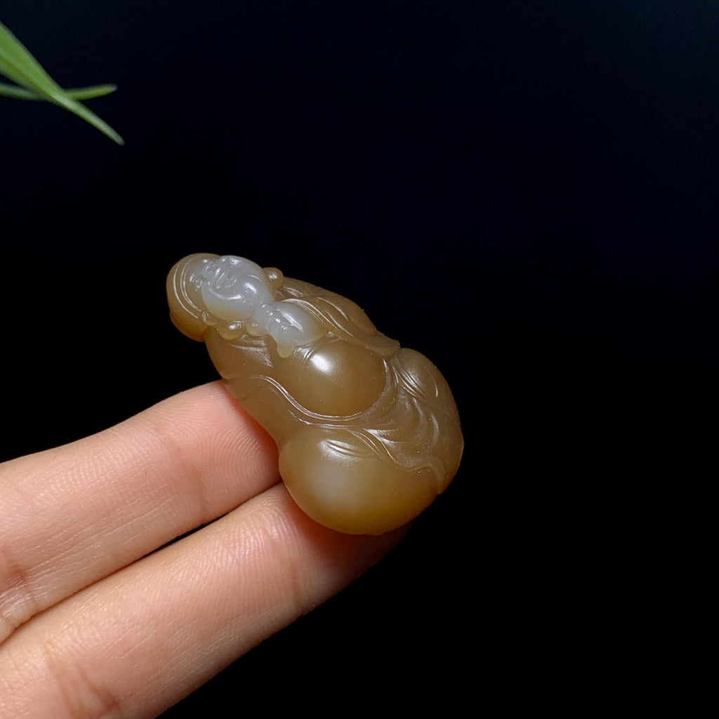 和田糖白玉财神吊坠（18.7g）