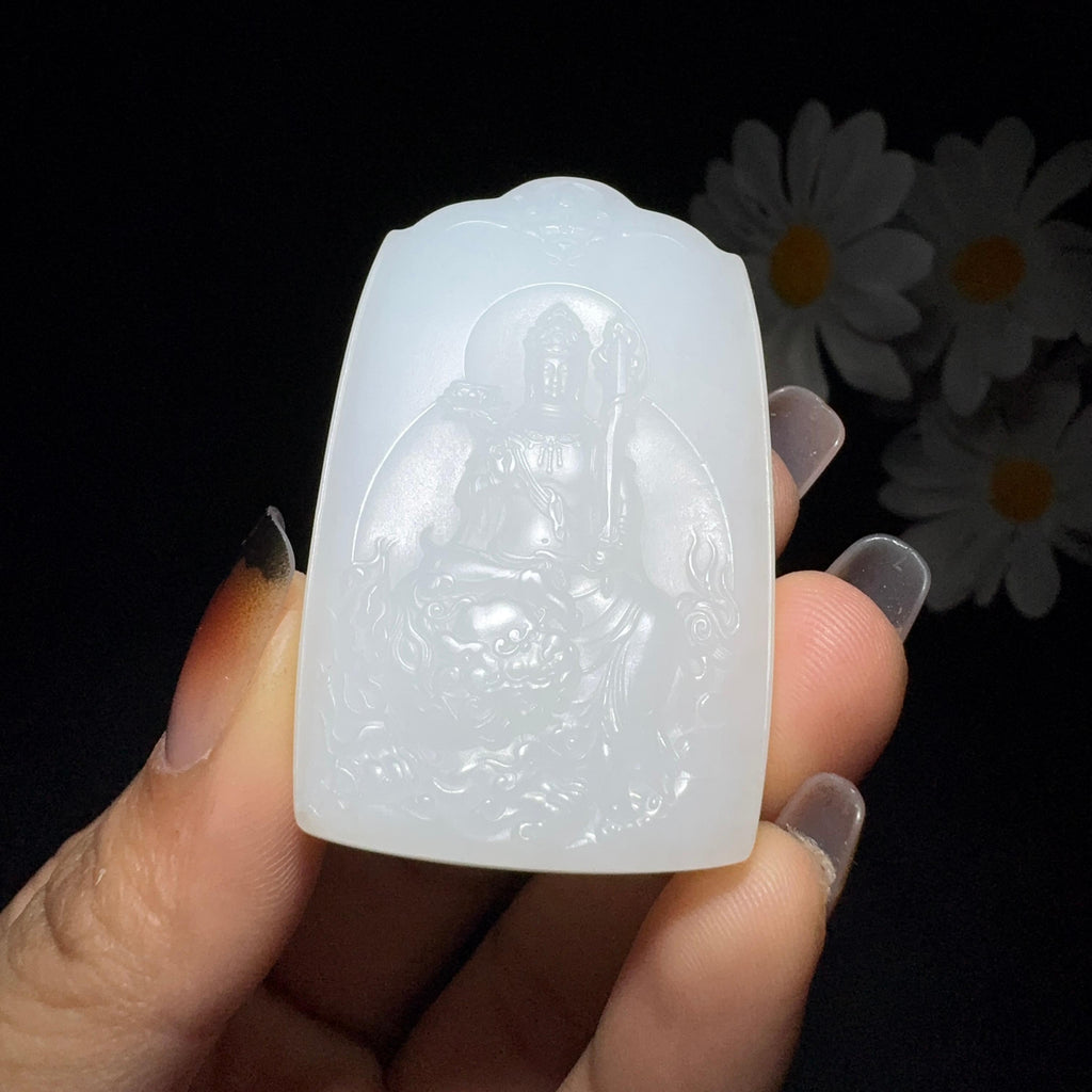 和田玉白玉挂件文书菩萨（34.6g）