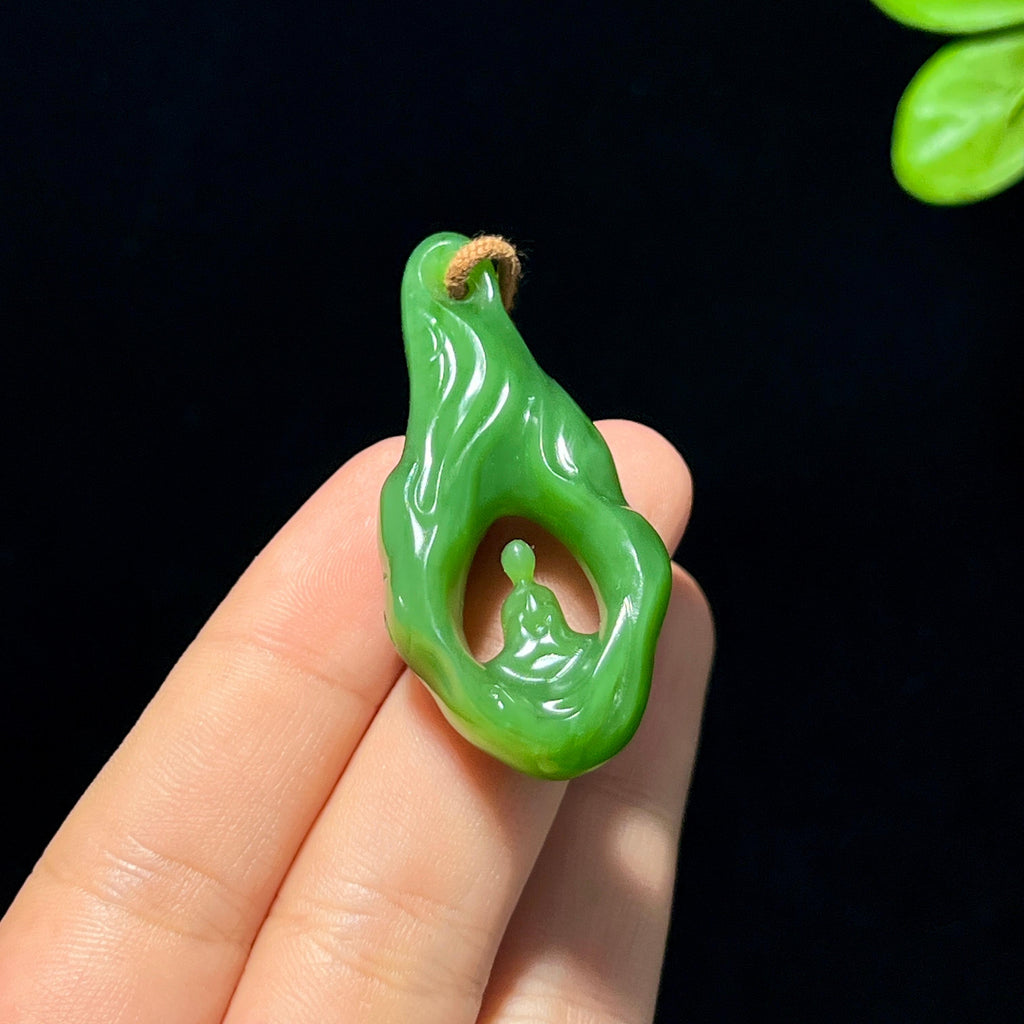 和田碧玉无相佛悟道吊坠（13.6g）