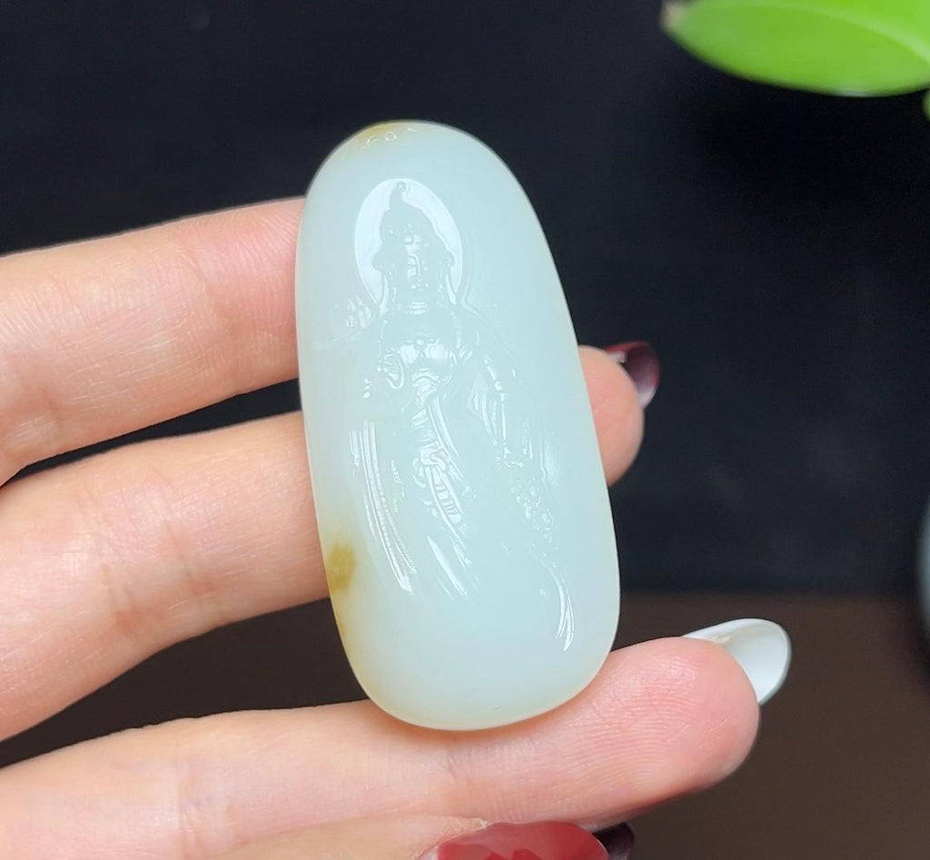 新疆和田玉且末料羊脂玉大势至菩萨（28.8g）