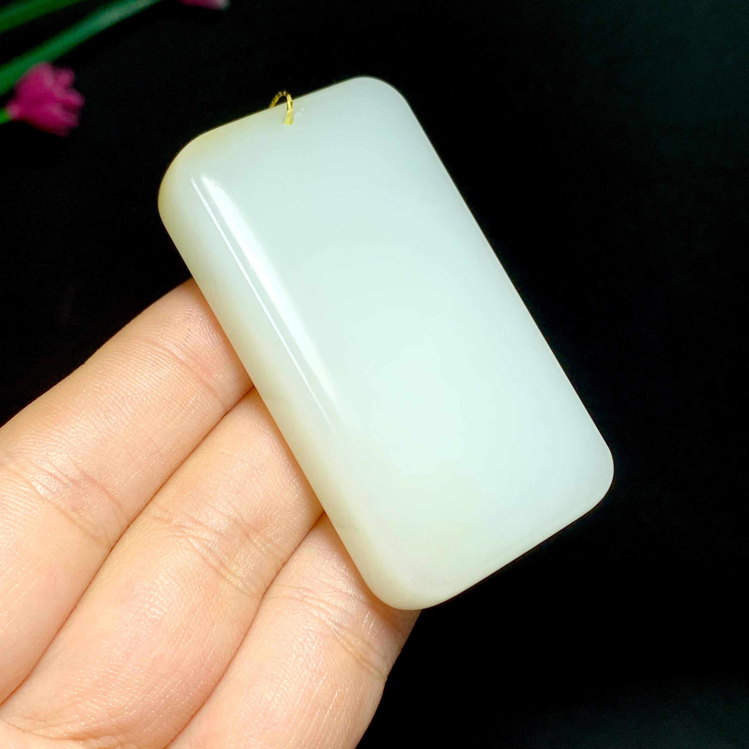 和田羊脂糖白玉无事牌（68.5g）