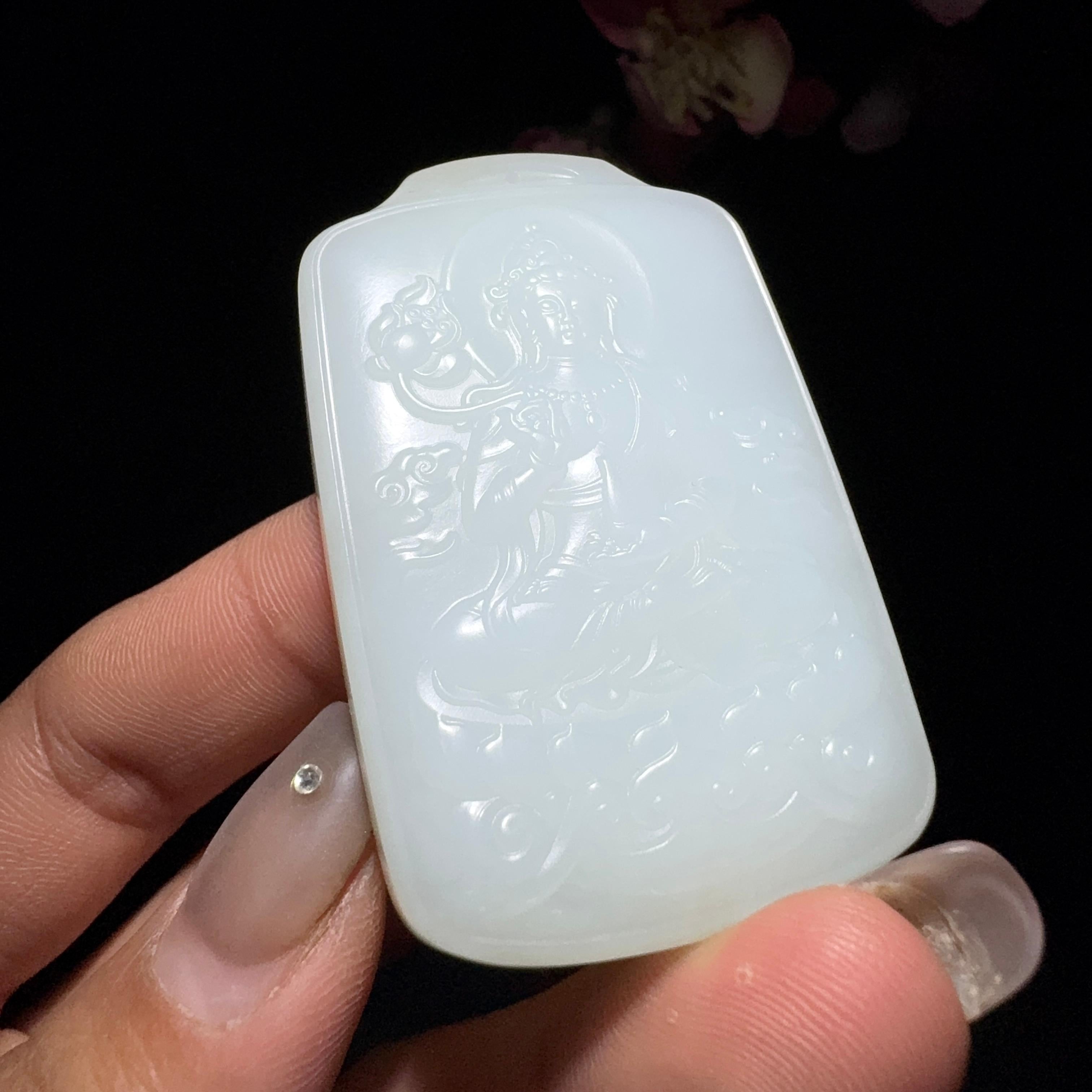 和田玉白玉莲花观音（56.2g）