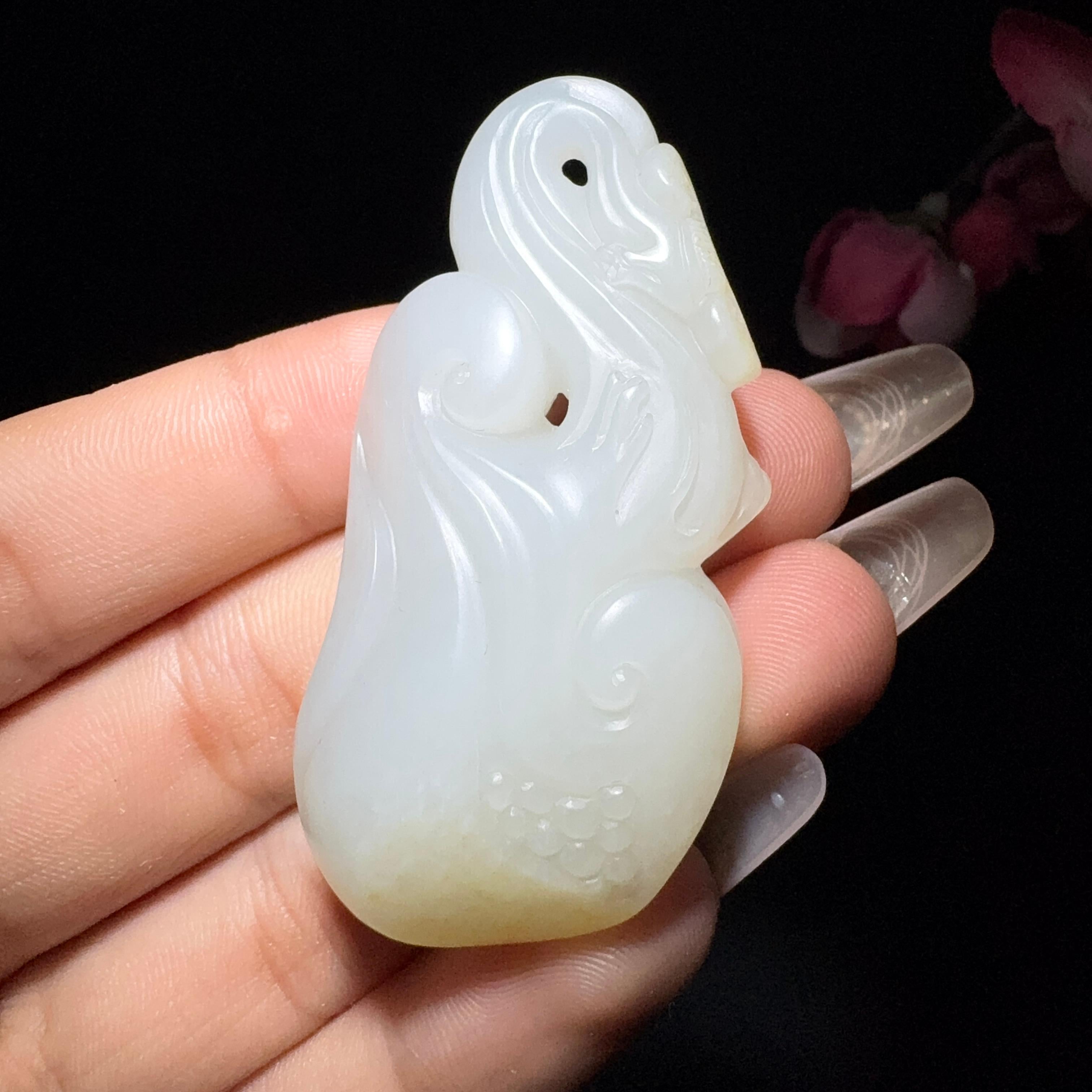 和田玉籽料挂件如意（27.3g）