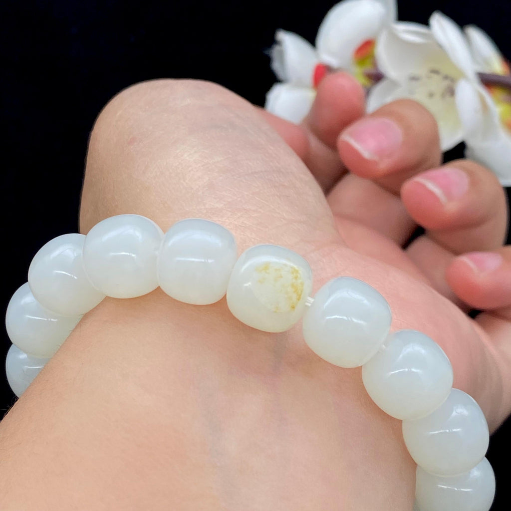 和田玉白玉籽料【老型珠手串】（54.6g）