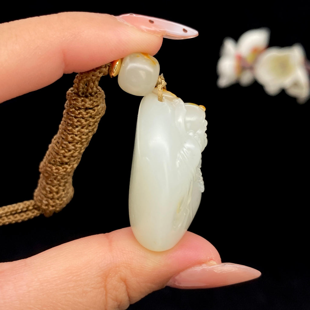和田玉青花籽料【佛公】挂件（34g）