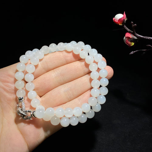 【超值推荐】和田山料冰底白玉项链（41.8克）