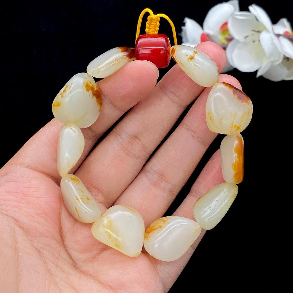 和田玉洒金皮【精品手串】（53.8g）