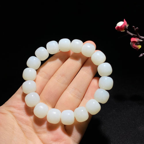 【超值推荐】和田山料羊脂白玉老型珠手串（52.0克）