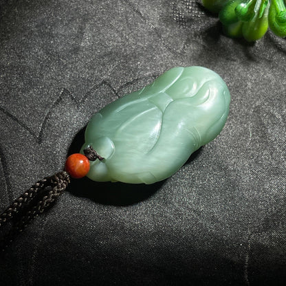 和田玉碧玉粉青猫眼佛公（15.3g）