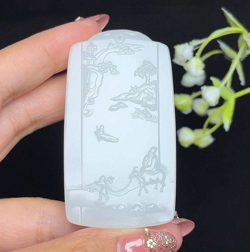 高品质和田玉羊脂白玉山水牌（67.7g）