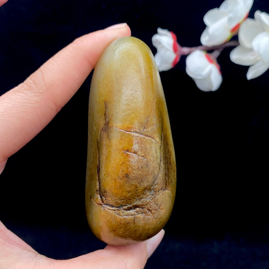 和田玉聚黄皮籽料手把件（230g）