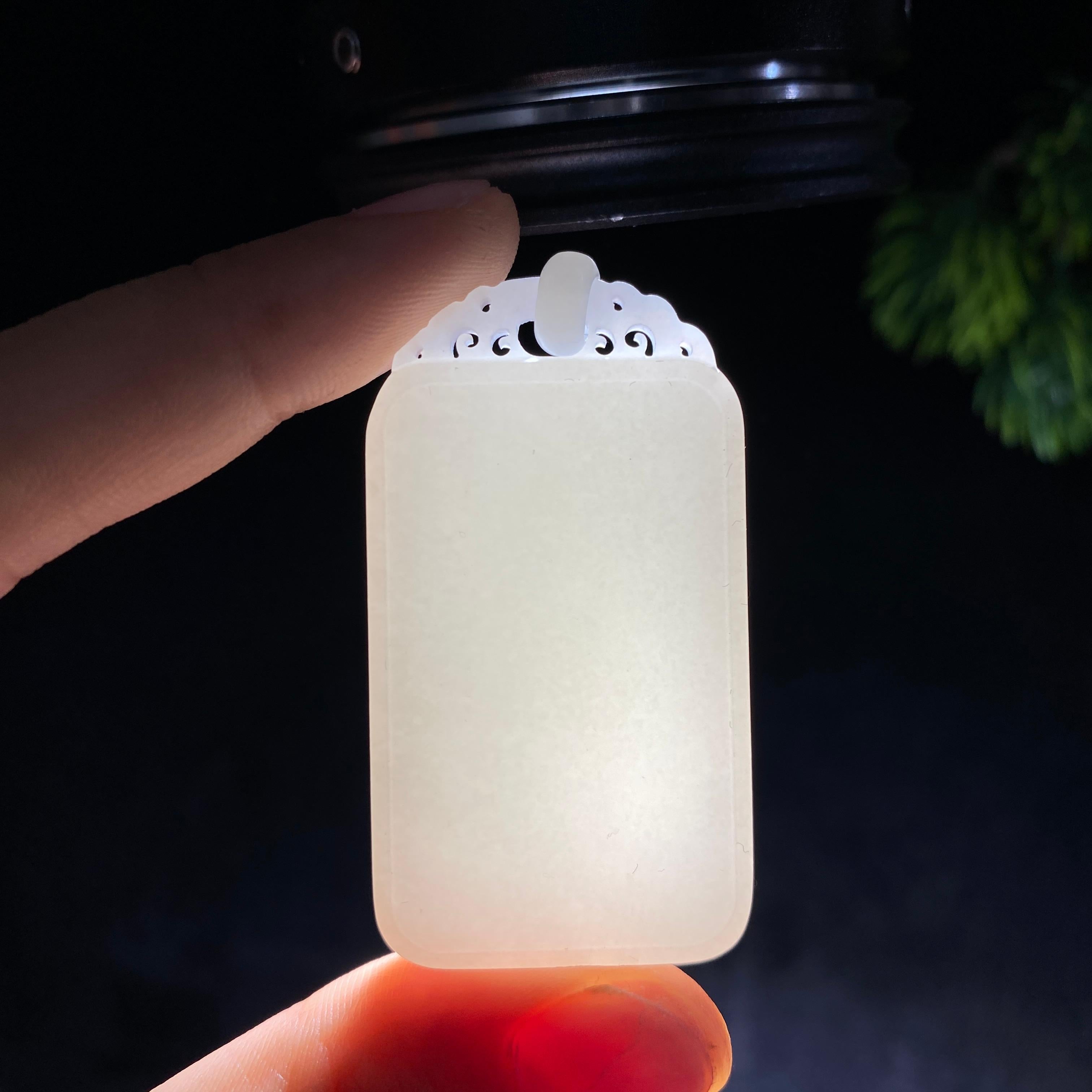 和田玉羊脂白玉平安无事牌（23.1g）