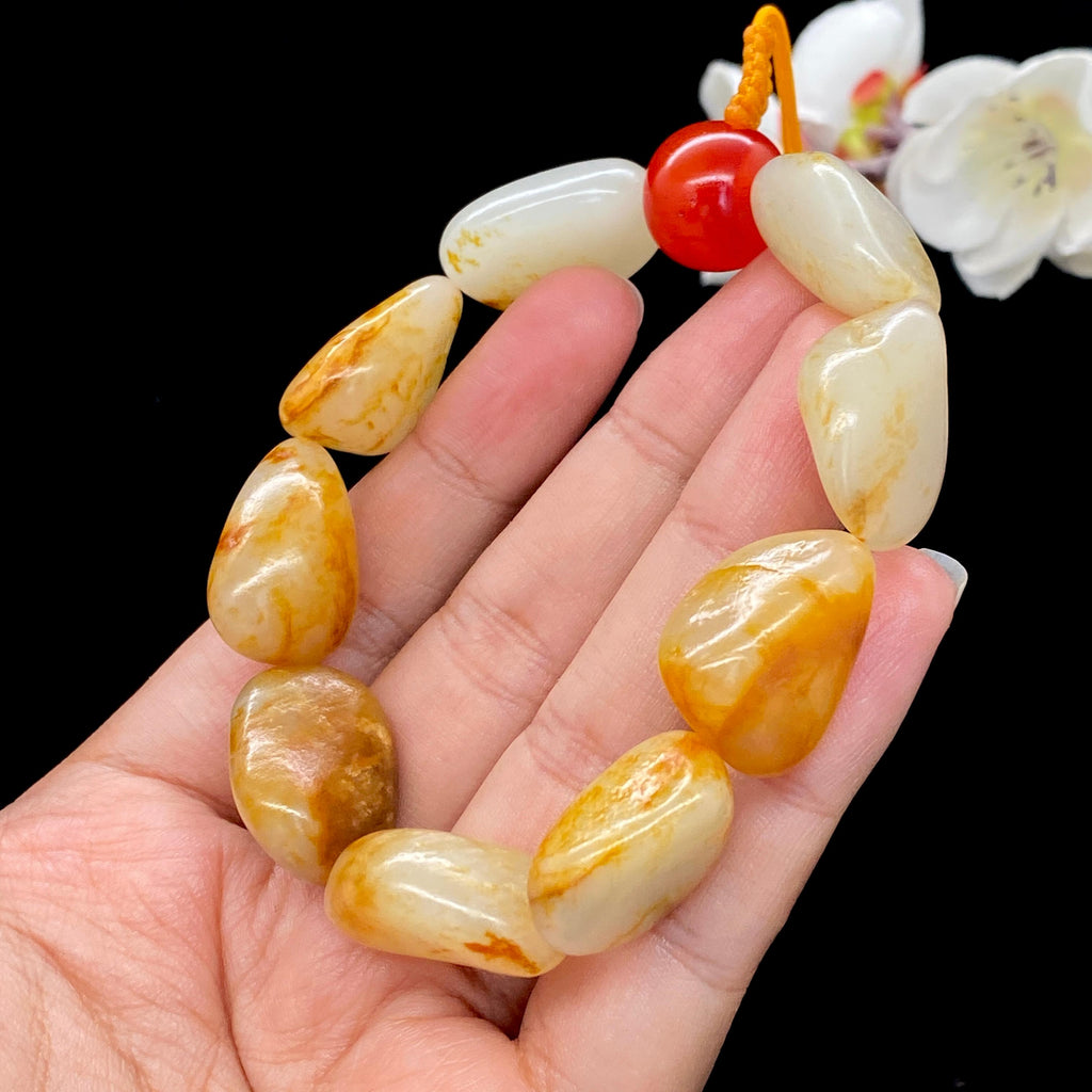 和田玉黄皮籽料【精品手串】（54.9g）