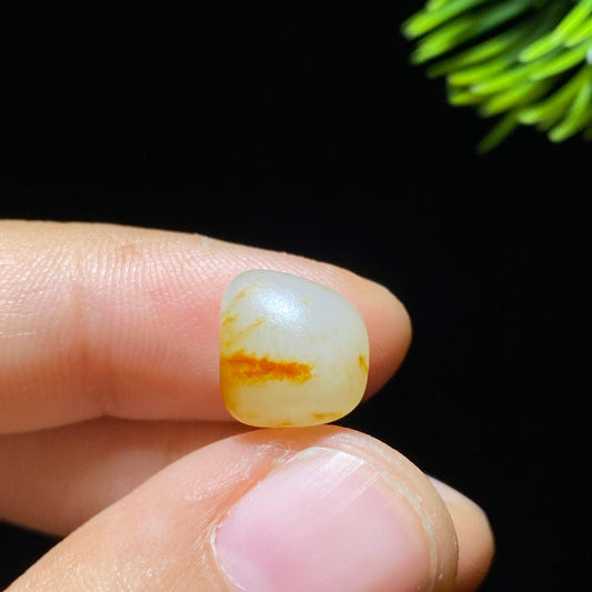 和田玉白玉红金皮籽料原石（1g）
