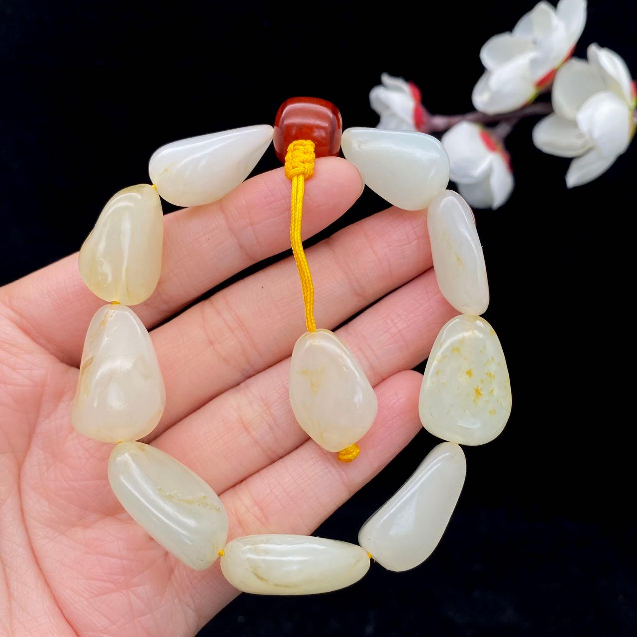 和田玉洒金皮【精品手串】（49.3g）