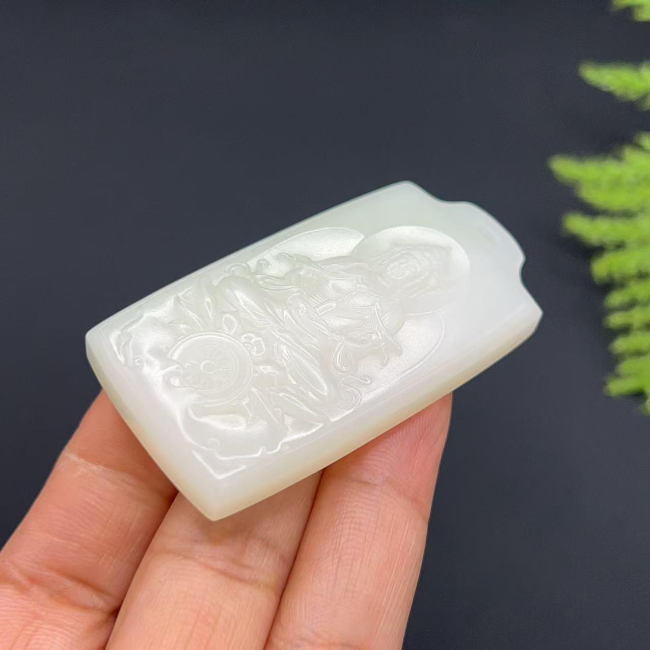 和田玉羊脂白玉观音玉牌（38.0g）