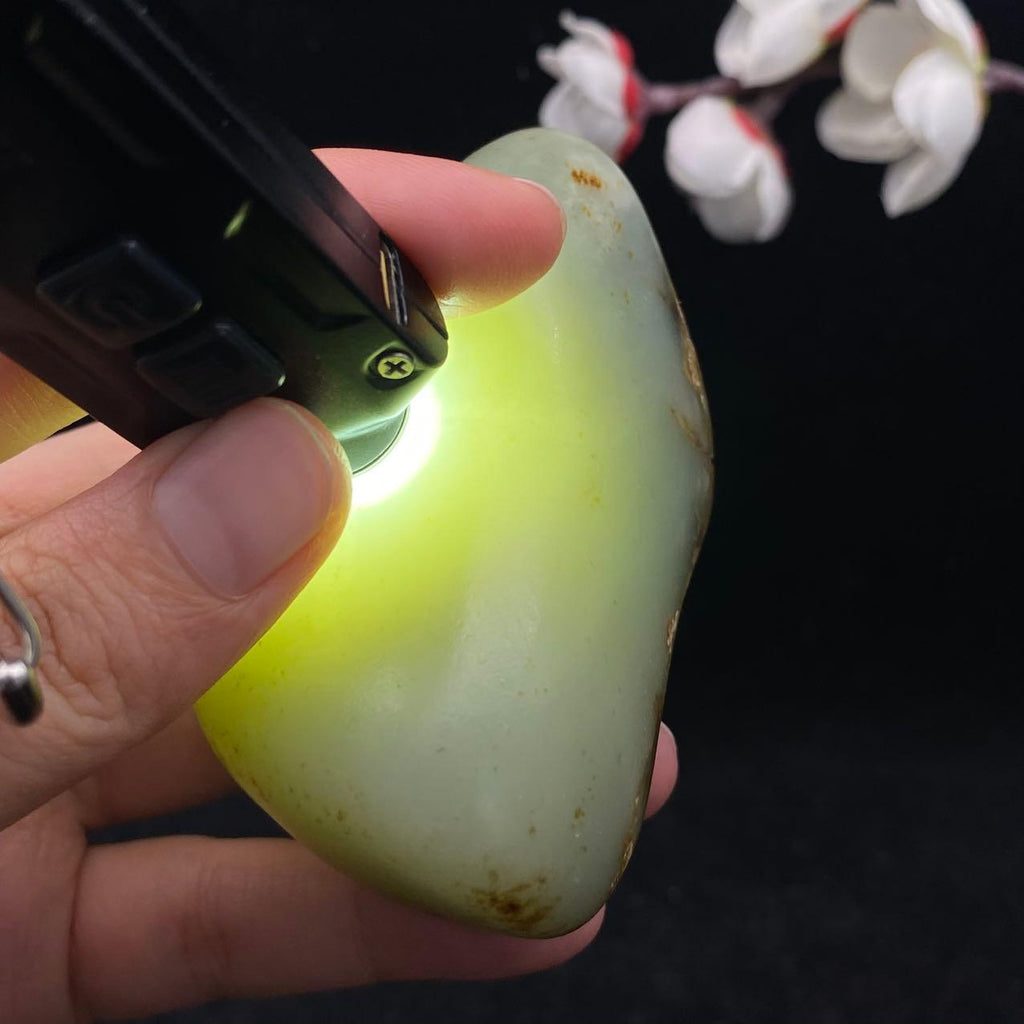 和田玉青白玉带翠籽料（190.3g）