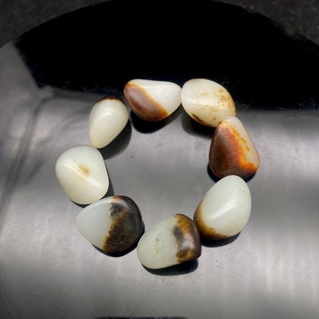 【藏品】和田玉聚黑皮籽料【精品手串籽】（73.3g）