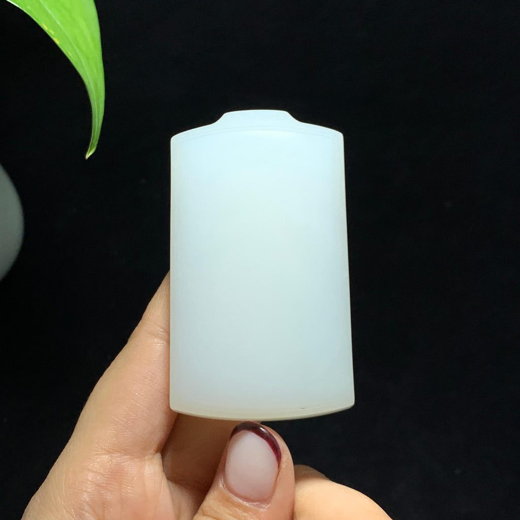 和田山料羊脂白玉无事牌挂件（82.4g）