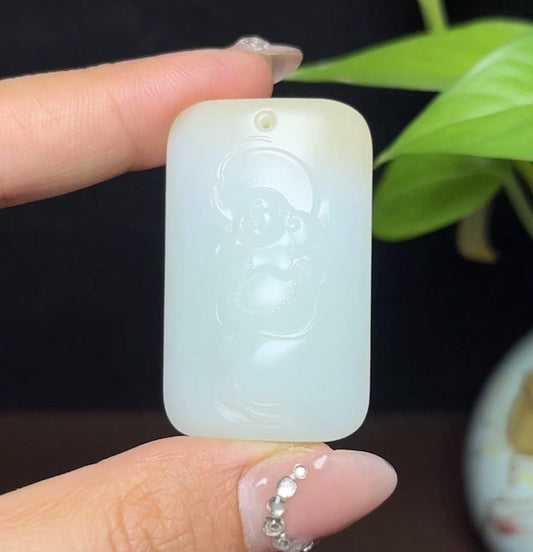 新疆和田玉且末糖羊脂玉佛公（22.0g）