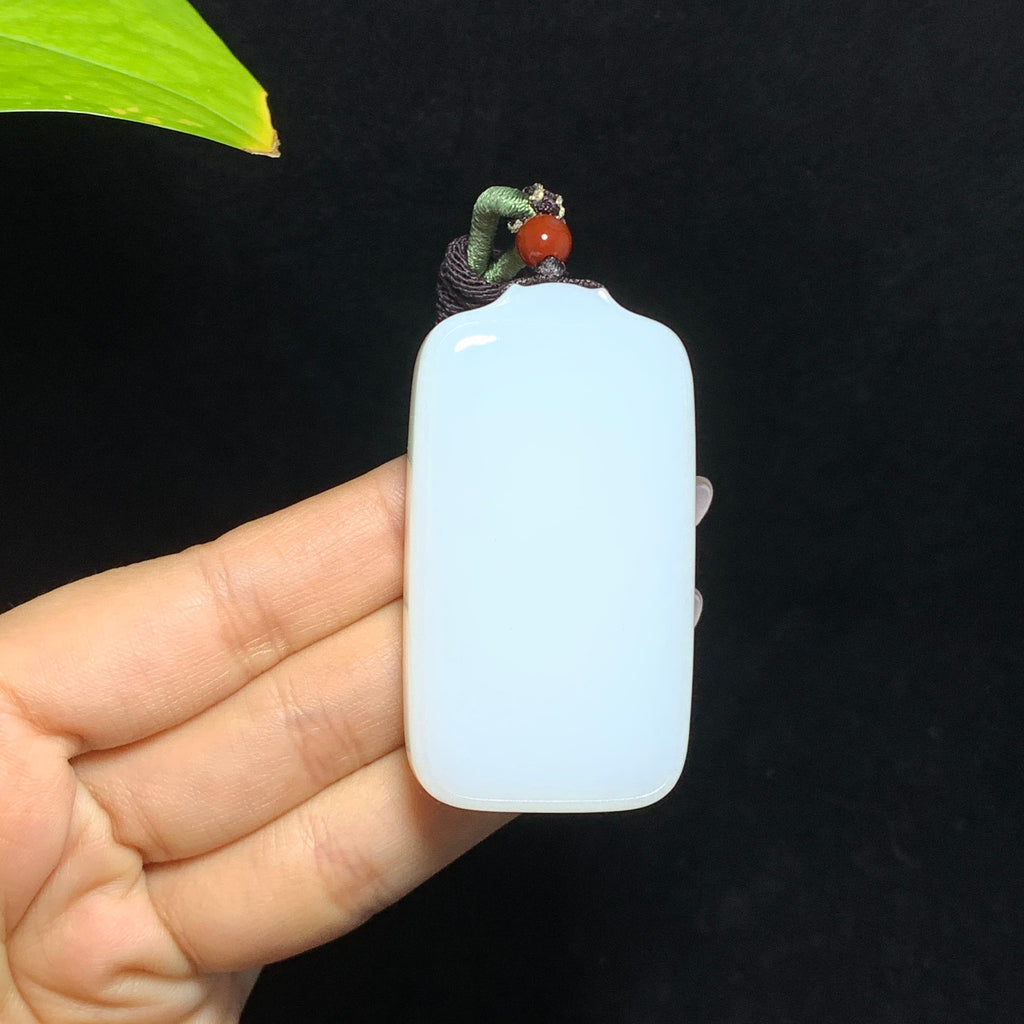 和田山料羊脂白玉无事牌挂件（58.4g）