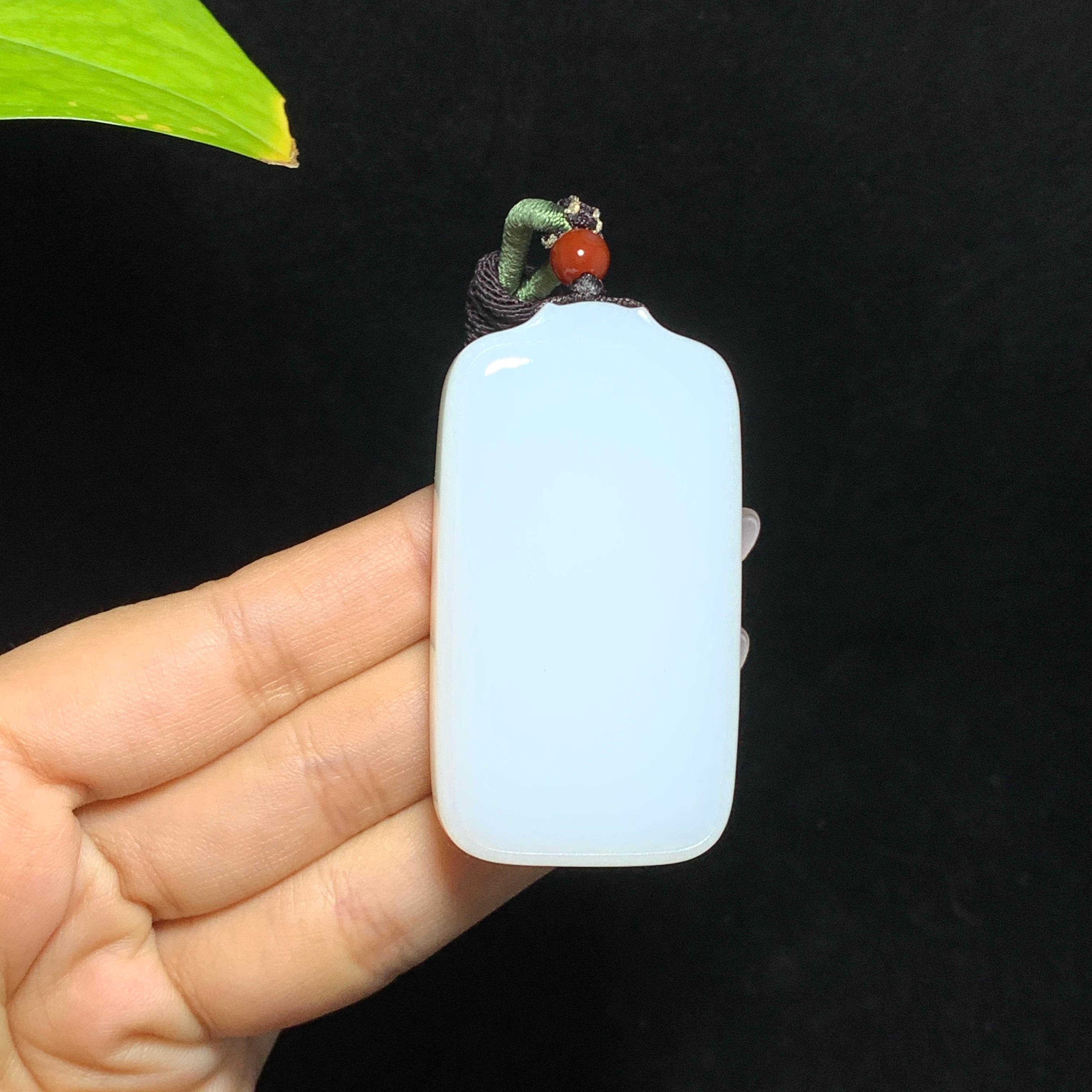 和田山料羊脂白玉无事牌挂件（58.4g）