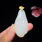 和田玉白玉花开富贵吊坠（18.9g）