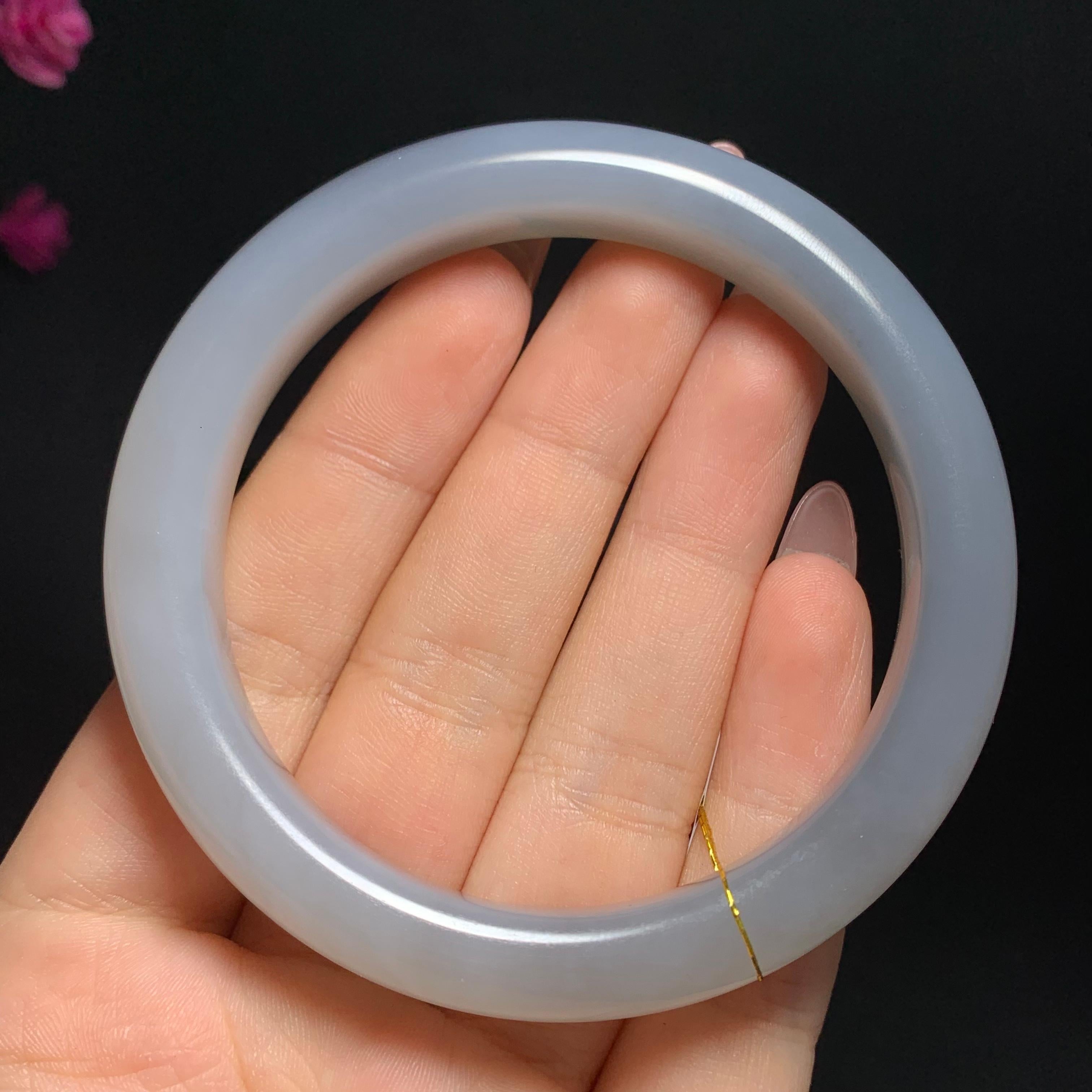 和田玉烟紫高冰手镯（55.7g） – 厚德载玉