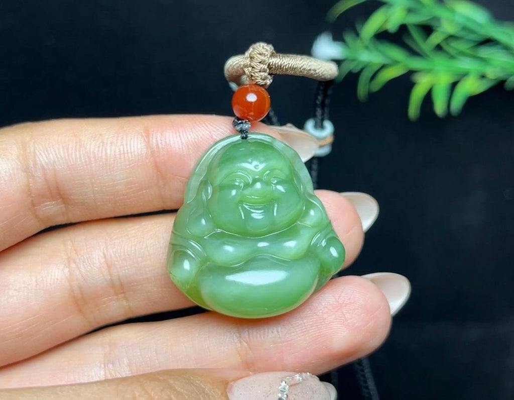 和田玉碧玉猫眼正装佛公（18.0g）