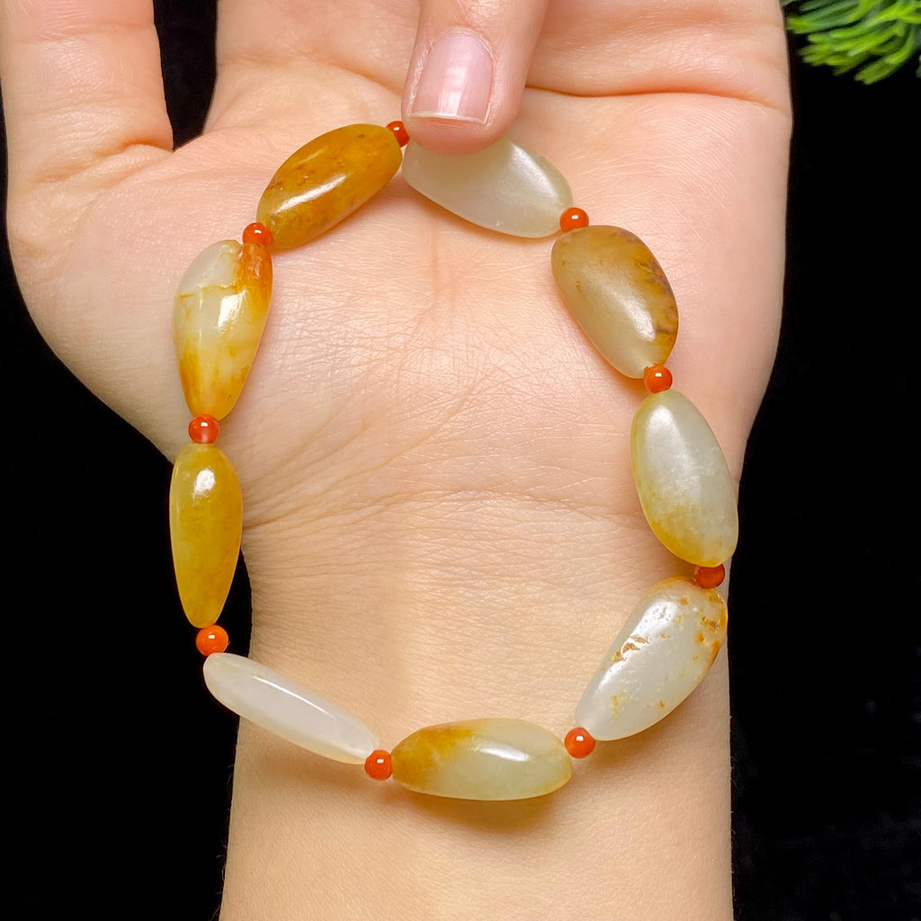 和田玉黄皮籽料手串（21.53g）