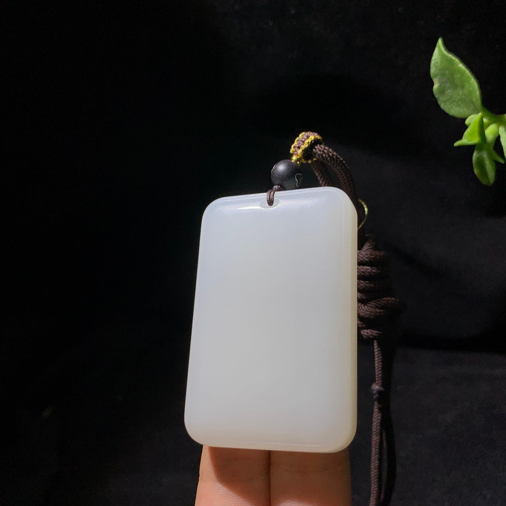 和田羊脂白玉平安无事牌（71.6g）