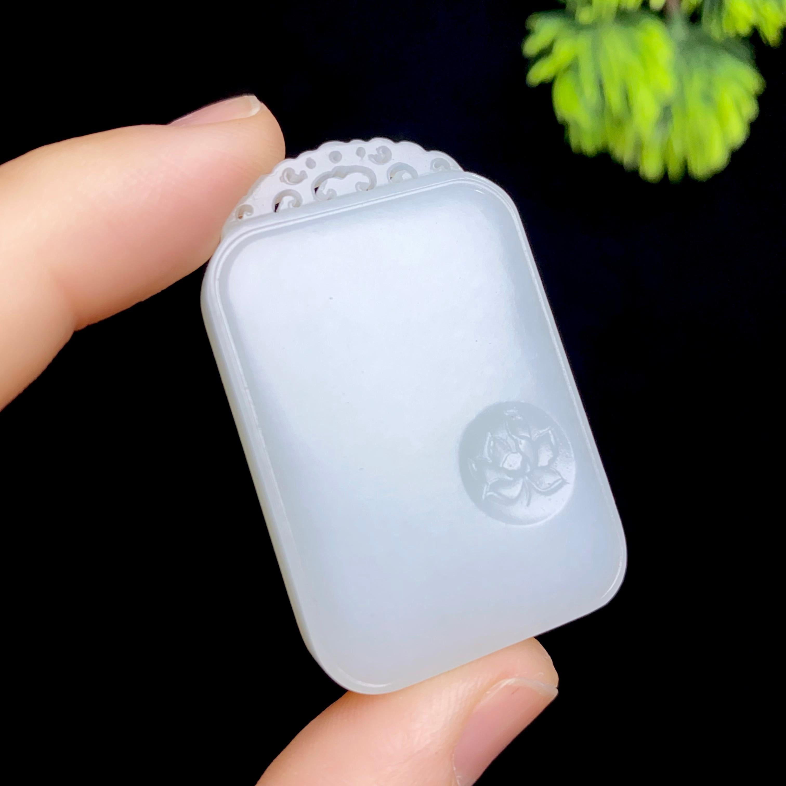 和田玉羊脂白玉平安无事牌（21.4g）