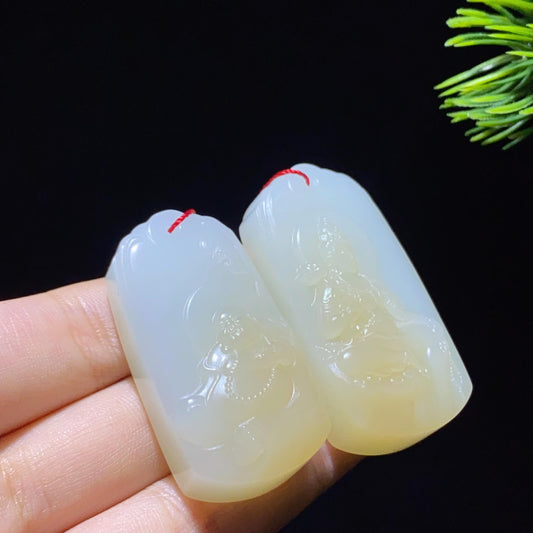 和田玉糖白双圣护佑（29.2g）