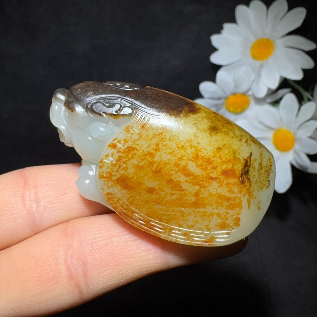 精品和田玉籽料手把件龙龟（72.6g）