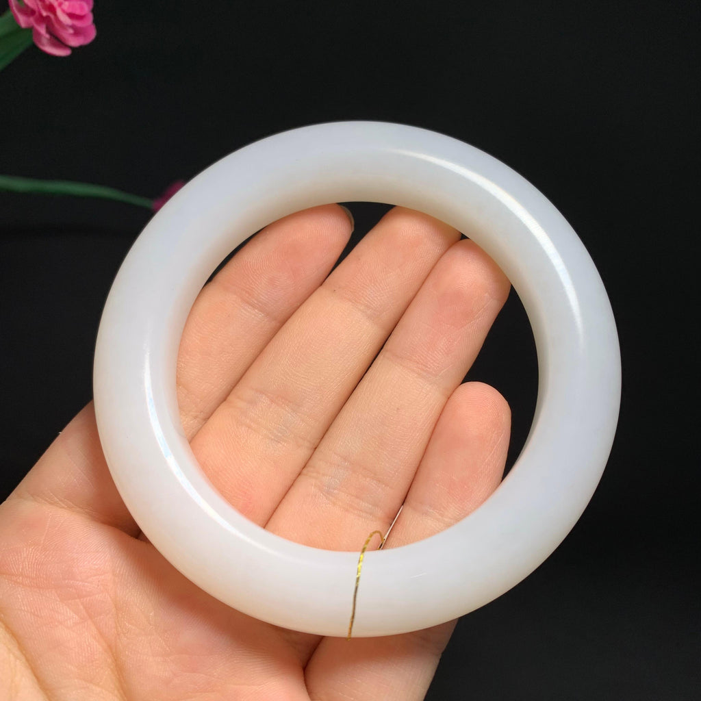 收藏级和田羊脂白玉大圈手镯（79.0g）
