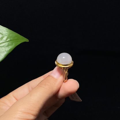 精品和田山料白玉金镶玉戒指（5.0g）