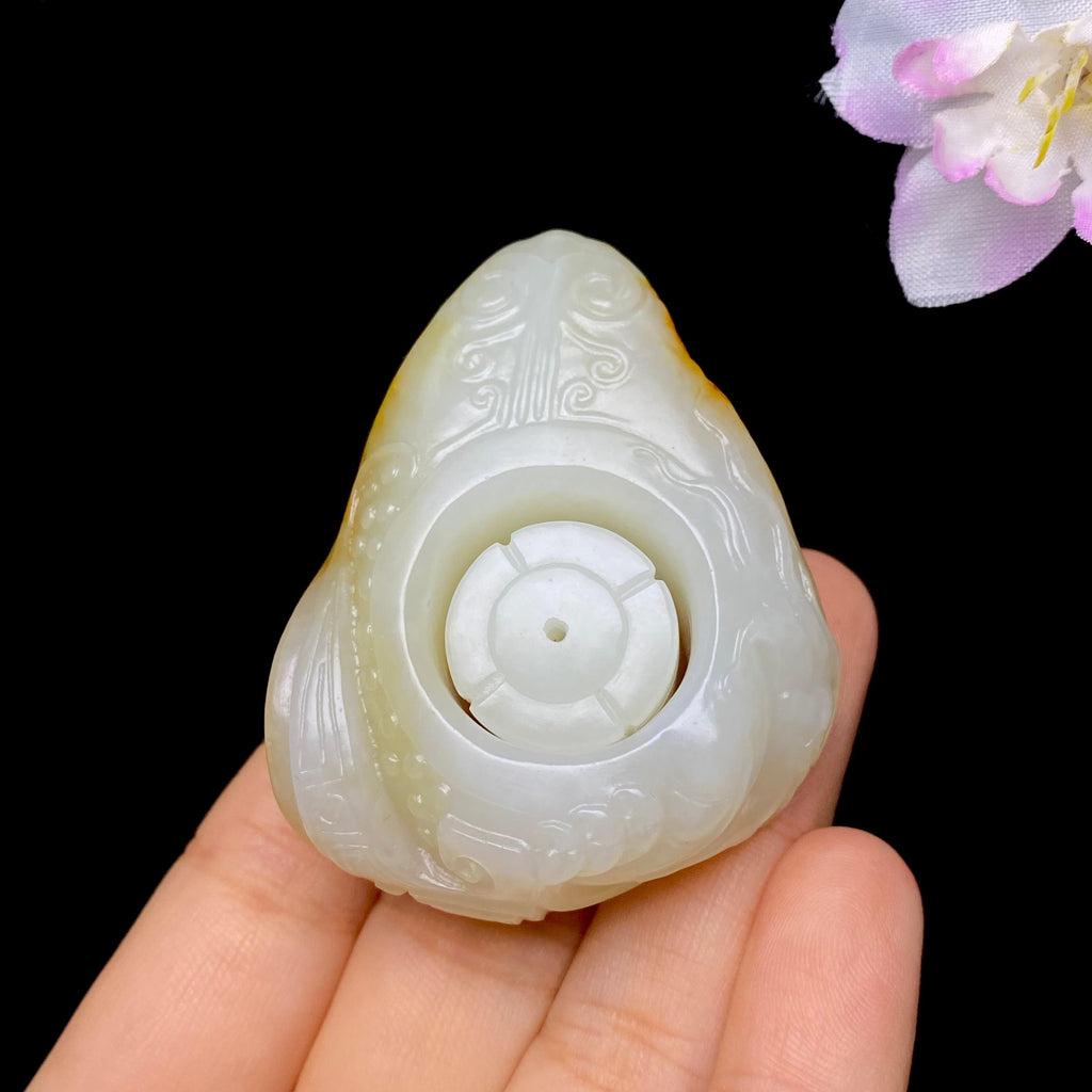 和田玉籽料双龙扳指（83.2g）