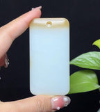 新疆和田玉且末糖羊脂玉平安无事牌（78.2g）